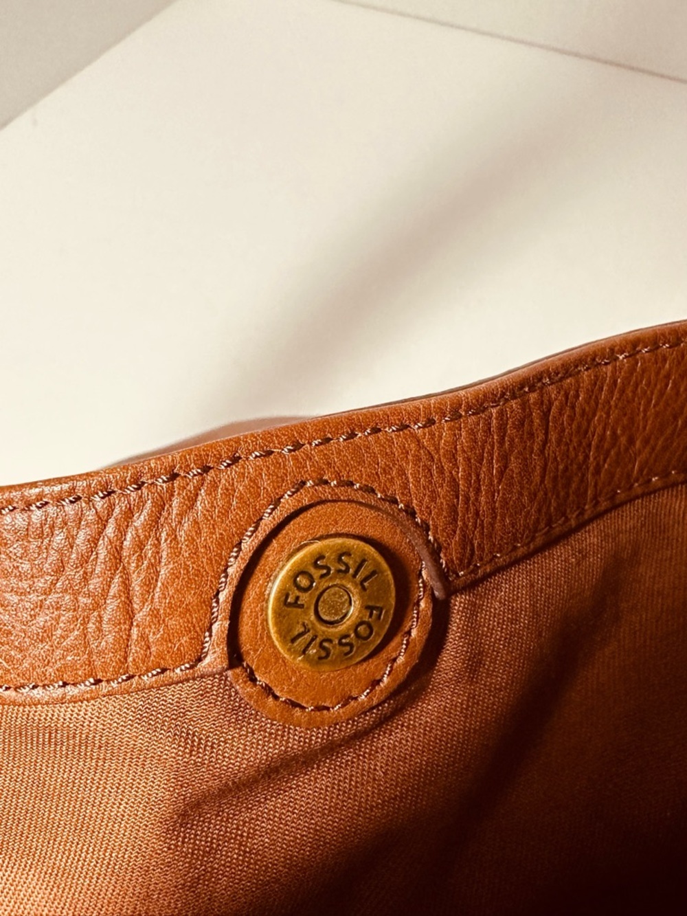Fossil Cognac Brown Leather Tote Bag - Picture 7 of 16